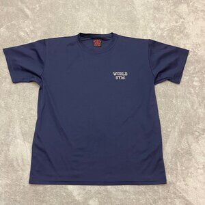 VINTAGE World Gym Tshirt Navy Blue Made in USA Size Large